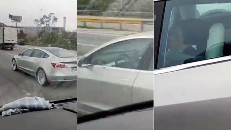 Imagem ilustrativa da notícia Vídeo: homem dorme ao volante e carro segue andando sozinho