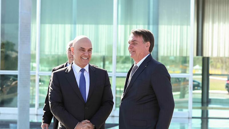 O ministro do STF, Alexandre de Moraes, e o presidente Jair Bolsonaro