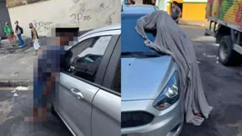 O corpo, que ainda não foi identificado, estava em pé sobre um veículo