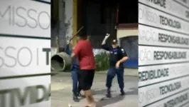 As imagens mostram os dois policiais agredindo o homem que não teve a identidade revelada.