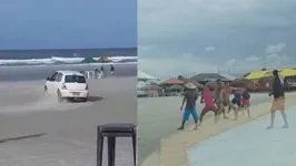 Adolescente foi flagrada dando "cavalo de pau" na praia. 