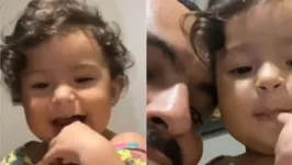 O pai Bruno Oliveira e a filha de 1 ano.