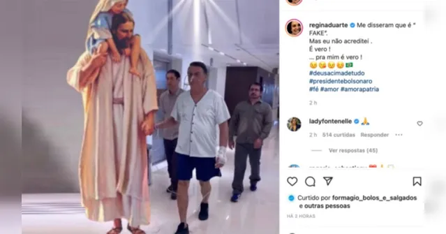 Imagem ilustrativa da notícia Regina Duarte posta foto de Bolsonaro com Jesus: "é vero"