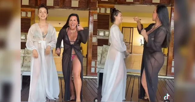 Imagem ilustrativa da notícia Vídeos: Gretchen viraliza dançando de biquíni com as filhas