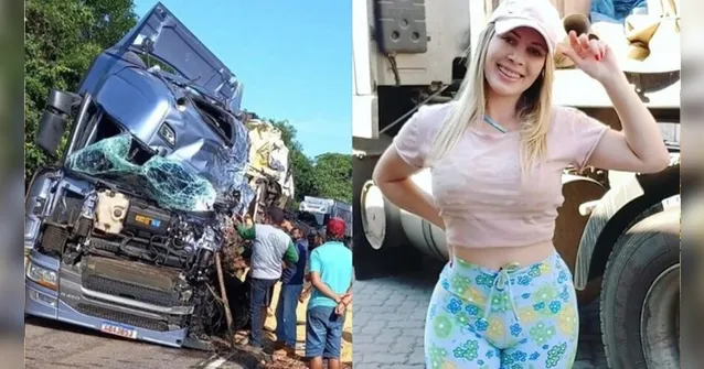 Imagem ilustrativa da notícia Musa das estradas mostra caminhão destruído em acidente