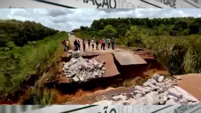 Imagem ilustrativa da notícia Vídeo: pista cede e trecho da BR-158 é interditado no Pará