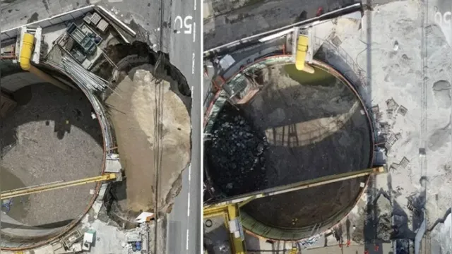 Imagem ilustrativa da notícia SP: cratera é concretada e via da Marginal é liberada