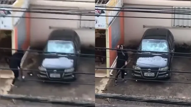 Imagem ilustrativa da notícia Vídeo: mulher destrói carro de "Zé Piquinha" após traição