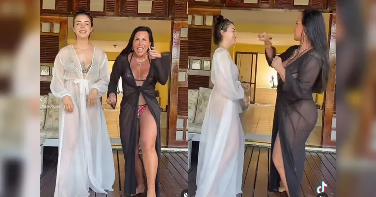 Imagem ilustrativa da notícia Vídeos: Gretchen viraliza dançando de biquíni com as filhas