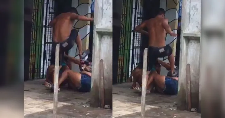 Imagem ilustrativa da notícia Vídeo: homem espanca mãe e filha e só para ao ser agredido