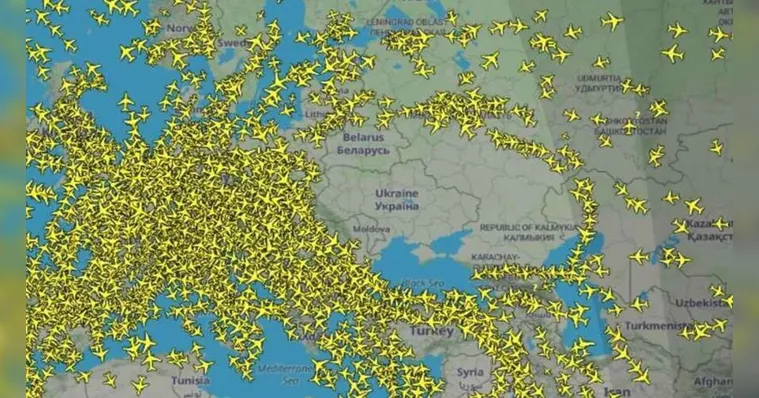 Imagem ilustrativa da notícia Espaço aéreo da Ucrânia está totalmente bloqueado. Veja!
