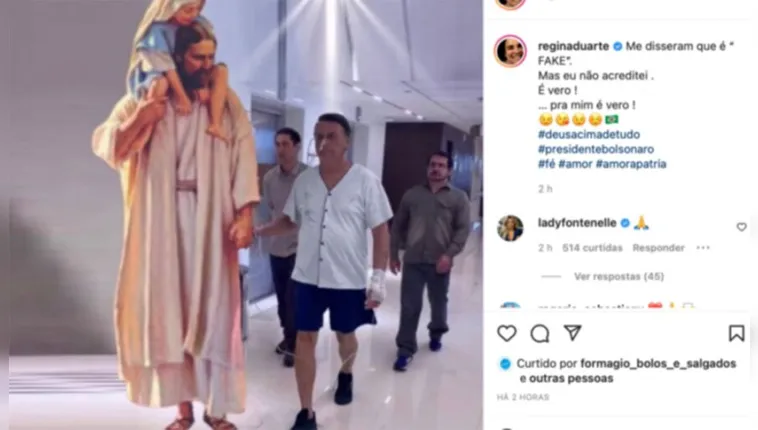 Imagem ilustrativa da notícia Regina Duarte posta foto de Bolsonaro com Jesus: "é vero"