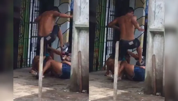 Imagem ilustrativa da notícia Vídeo: homem espanca mãe e filha e só para ao ser agredido