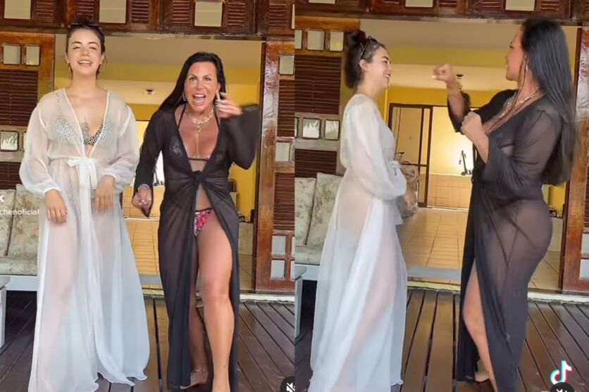 Imagem ilustrativa da notícia: Vídeos: Gretchen viraliza dançando de biquíni com as filhas