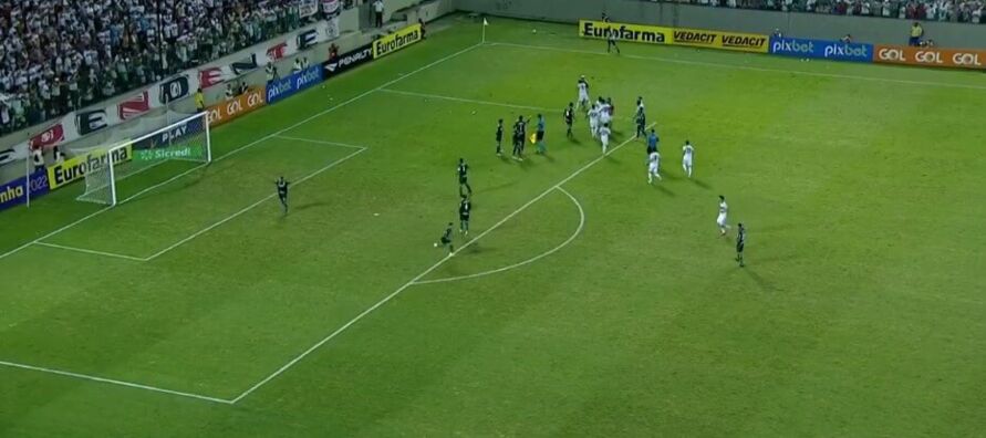 Alguns torcedores são-paulinos – única torcida presente no estádio – invadiram o campo de jogo e se direcionaram aos atletas do Palmeiras
