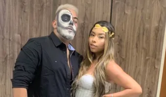 O dono da lancha, Lucas Magalhães, em foto com Yasmin no dia do aniversário do rapaz