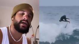 Momento em que o surfista quebra o nariz