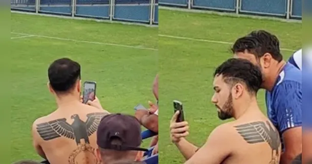 Imagem ilustrativa da notícia Manaus: torcedor é flagrado com tatuagem nazista na Série D