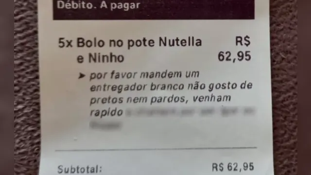 Imagem ilustrativa da notícia Cliente diz que não gosta de entregadores "pretos ou pardos"