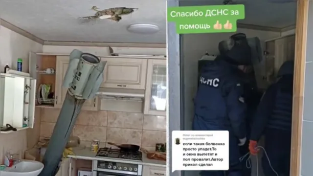 Imagem ilustrativa da notícia Vídeo: míssil não detonado cai dentro de cozinha na Ucrânia