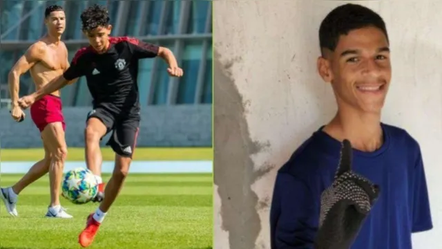 Imagem ilustrativa da notícia "Receba": filho de Cristiano Ronaldo imita Luva de Pedreiro