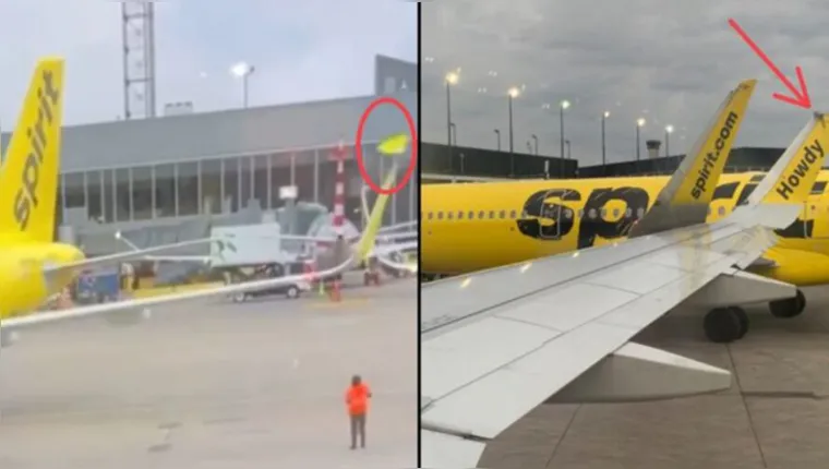 Imagem ilustrativa da notícia Vídeo: aviões colidem na pista e asa é arrancada