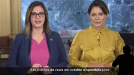 A primeira-dama Michelle Bolsonaro e a ministra da Mulher, da Família e dos Direitos Humanos, Cristiane Rodrigues Britto