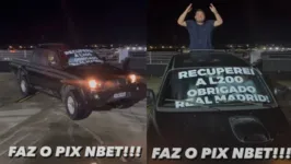 A comemoração por recuperar a caminhonete viralizou nas redes sociais.