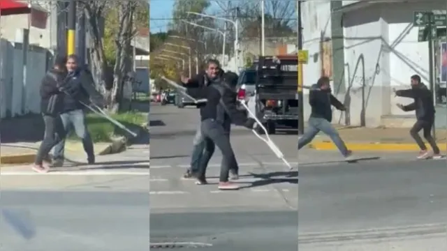 Imagem ilustrativa da notícia Homem com muletas surpreende ao sair correndo de briga