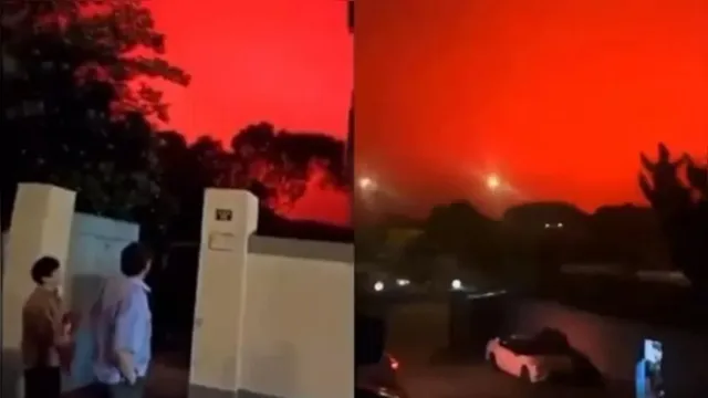 Imagem ilustrativa da notícia Veja o vídeo: céu fica vermelho e assusta moradores na China
