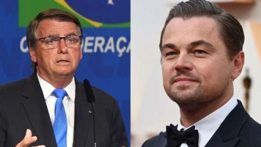 O presidente Jair Bolsonaro (PL) e o ator  Leonardo DiCaprio.