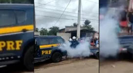 Agentes da Polícia Rodoviária Federal  jogaram uma bomba de gás lacrimogêneo na viatura onde estava Genivaldo de Jesus Santos