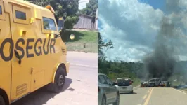 Não há informações se foi os próprios bandidos que atearam fogo para apagar provas ou se a caminhonete pegou fogo na colisão.