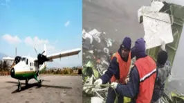 Equipe de resgate no local do acidente de aeronave Twin Otter, operada pela transportadora nepalesa Tara Air