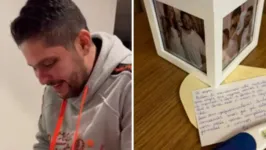 Em vídeo, Jorge lê uma carta como se tivesse sido escrita pelo bebê, de apenas cinco semanas na barriga da de Rachel.