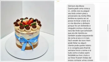 Cliente não corta bolo de aniversário e pede dinheiro de volta