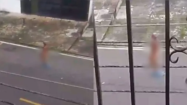 Imagem ilustrativa da notícia Homem nu é flagrado batendo em carros e portões na Pedreira