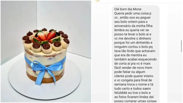 Imagem ilustrativa da notícia Cliente pede para devolver bolo de aniversário após festa