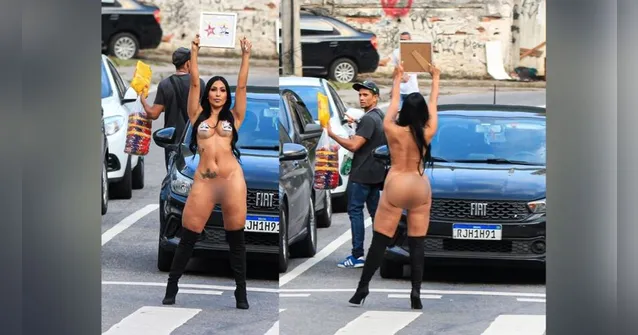 Imagem ilustrativa da notícia Mulher protesta sem roupa a favor do ex-presidente Lula