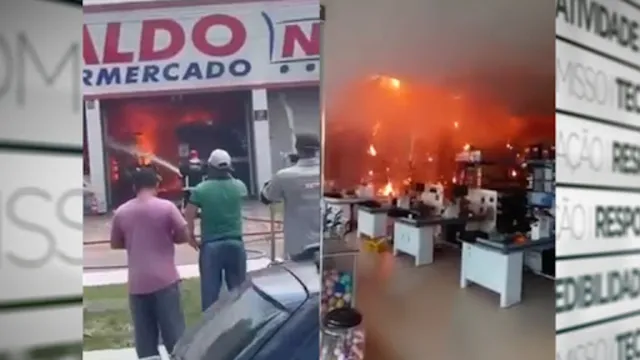 Imagem ilustrativa da notícia Vídeo: incêndio atinge supermercado na Vila dos Cabanos