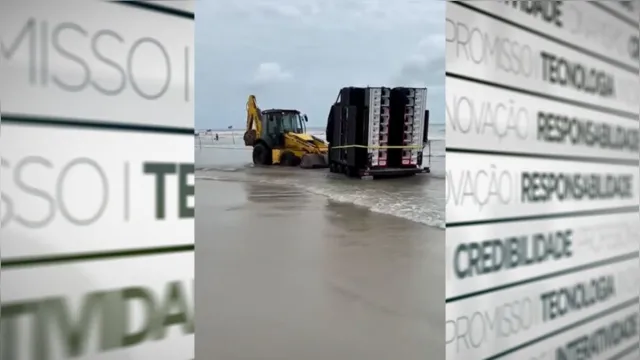 Imagem ilustrativa da notícia Vídeo: carros e até "paredão" atolam na praia de Salinas