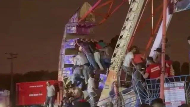 Imagem ilustrativa da notícia Vídeo: Brinquedo de parque trava e 8 pessoas ficam feridas 