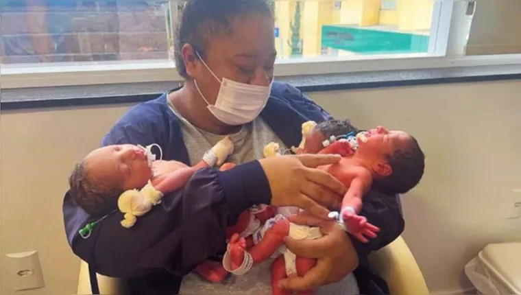 Imagem ilustrativa da notícia Dez meses após ter gêmeos, mulher dá à luz trigêmeos