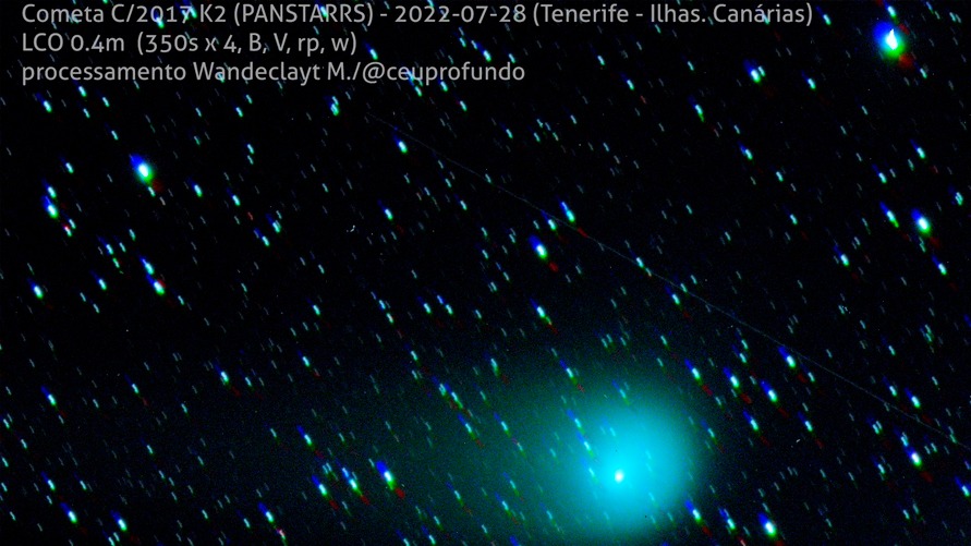 Localizado na constelação de Ophiuchus, o cometa K2 estará a uma distância de cerca de 270 milhões de quilômetros do nosso planeta.