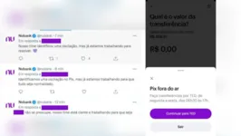 Nubank apresentou falhas nas transferências do pix
