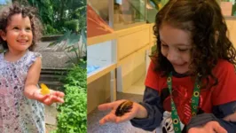 Carolina se diverte com a companhia dos bichos que pra muitos são sinônimo de pavor