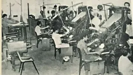 O antigo parque de linotipia, na primeira sede do DIÁRIO.
