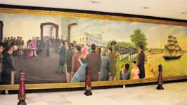 Quadro pintado por Anita Panzuti, e em exposição no Palácio Cabanagem da Alepa, retrata o momento da adesão do Estado à Independência