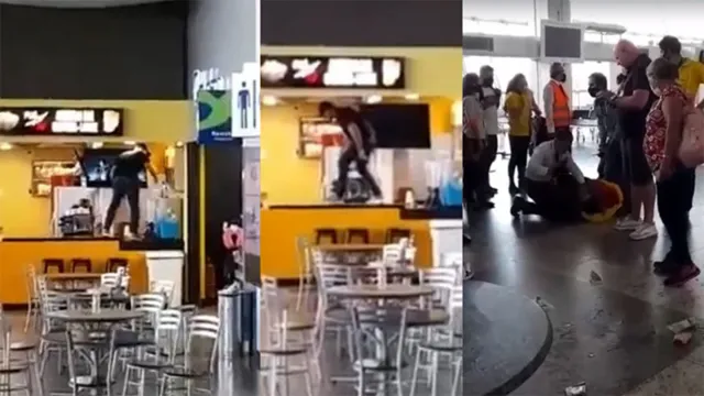 Imagem ilustrativa da notícia Vídeo: homem surta e quebra lanchonete no aeroporto de Belém