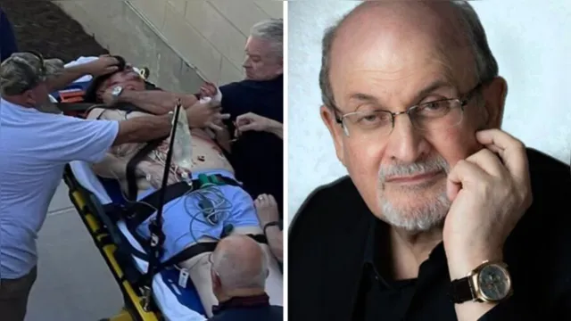 Imagem ilustrativa da notícia Após facada, Salman Rushdie pode perder um olho, diz agente